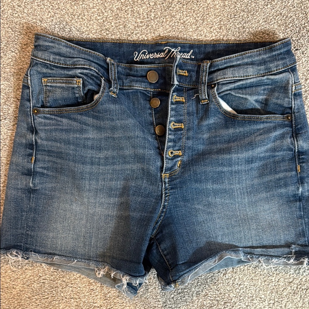 Universal Thread Blue Denim Button-Fly Shorts